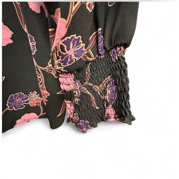 Dex Long Sleeve Blouse Boho Peasant Black Purple Pink Floral Women’s 1X - Picture 3 of 4